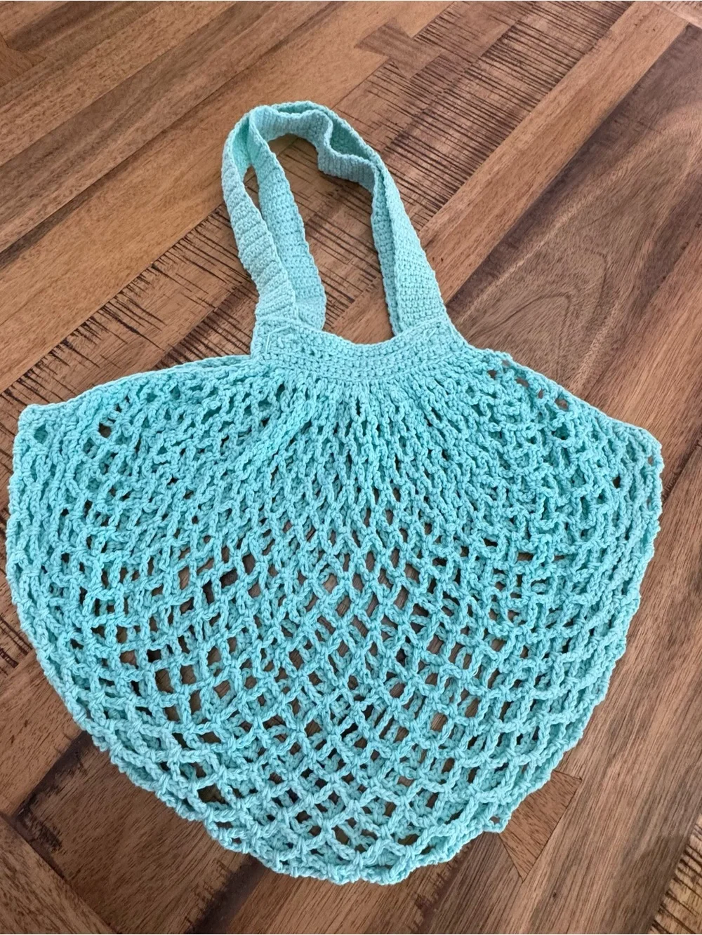 Mint Crochet Market Tote Bag with Comfortable Handles